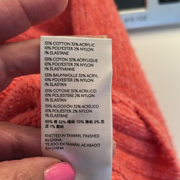 Free People Brookside Coral Boho Festival Pullover Oversized Knit Sweater Size M - Picture 7 of 8